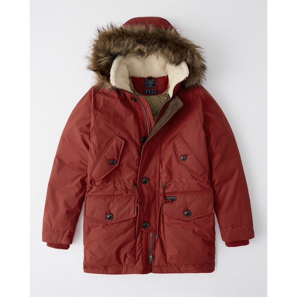 Abercrombie & Fitch down Ultra Parka in red